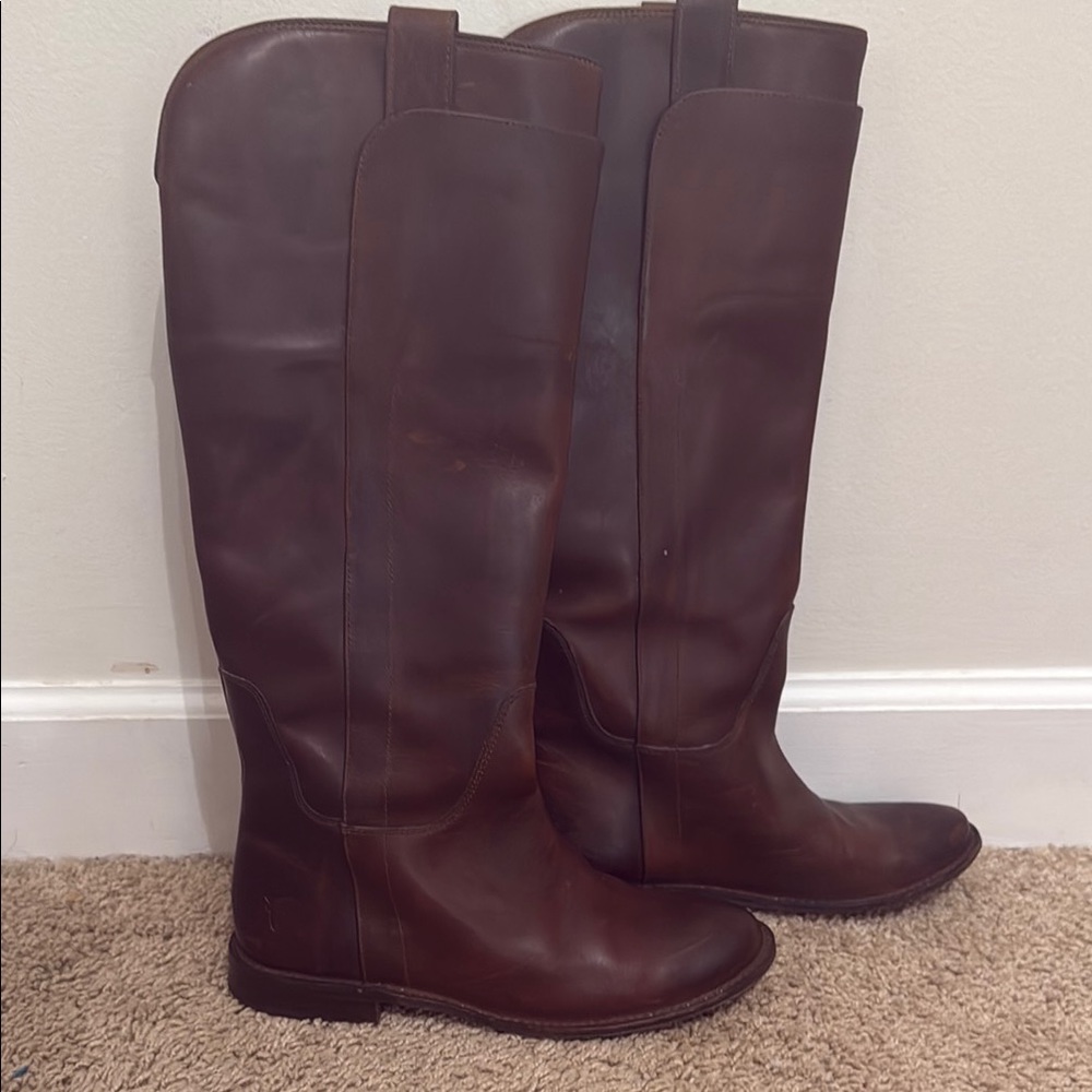 FRYE Brown Leather Riding Boots Knee High